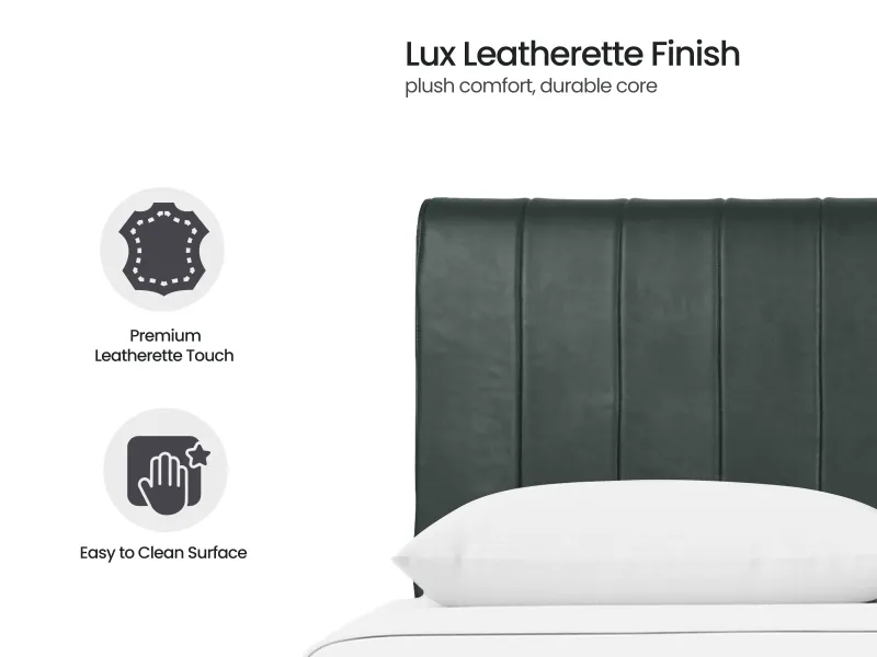 Regal Queen Bed with Bottle Green Leatherite